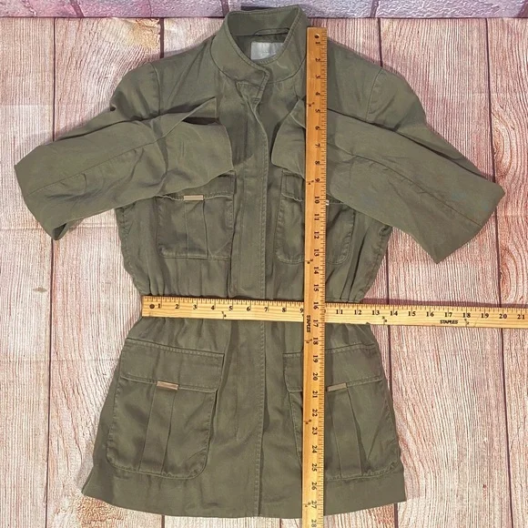 H&M Conscious Utility Jacket Olive Green Womens XS Size 2 Military Style - Picture 7 of 10